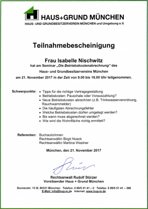 Weiterbildung - Betriebskostenabrechnung