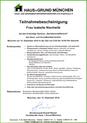 Weiterbildung - Nachbarschaftsrecht